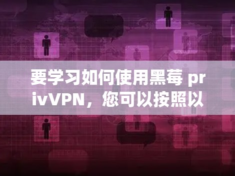 要学习如何使用黑莓 privVPN,您可以按照以下步骤进行